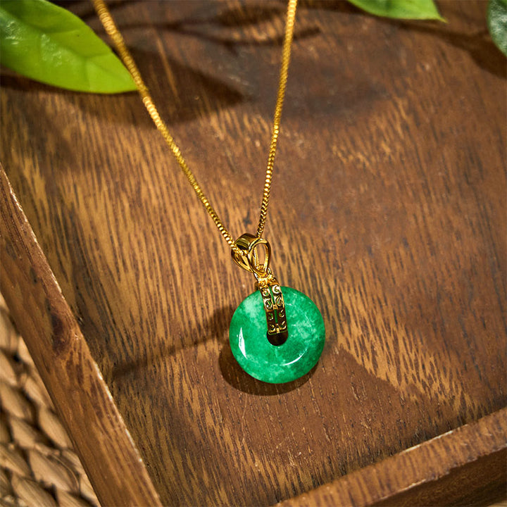 Buddha Stones Cyan Jade Peace Schnalle Heilung Glück Halskette Anhänger