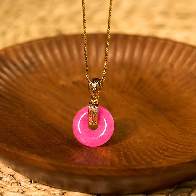 Buddha Stones Lila Jade Frieden Schnalle Glück Halskette Anhänger