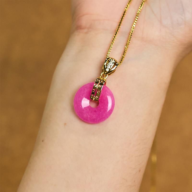 Buddha Stones Lila Jade Frieden Schnalle Glück Halskette Anhänger