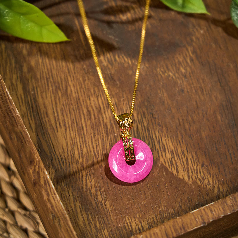 Buddha Stones Lila Jade Frieden Schnalle Glück Halskette Anhänger