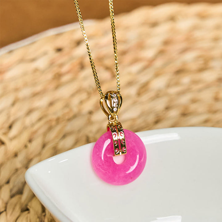 Buddha Stones Lila Jade Frieden Schnalle Glück Halskette Anhänger
