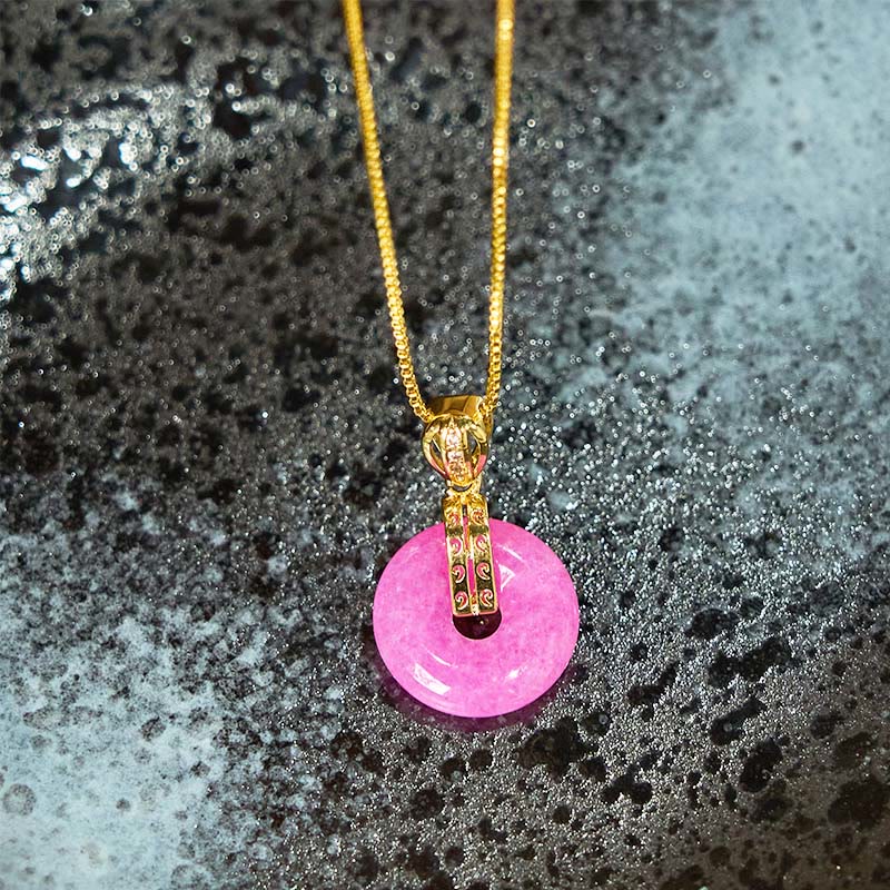 Buddha Stones Lila Jade Frieden Schnalle Glück Halskette Anhänger