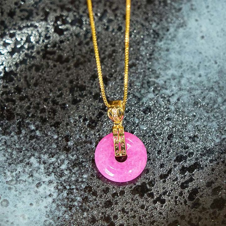 Buddha Stones Lila Jade Frieden Schnalle Glück Halskette Anhänger