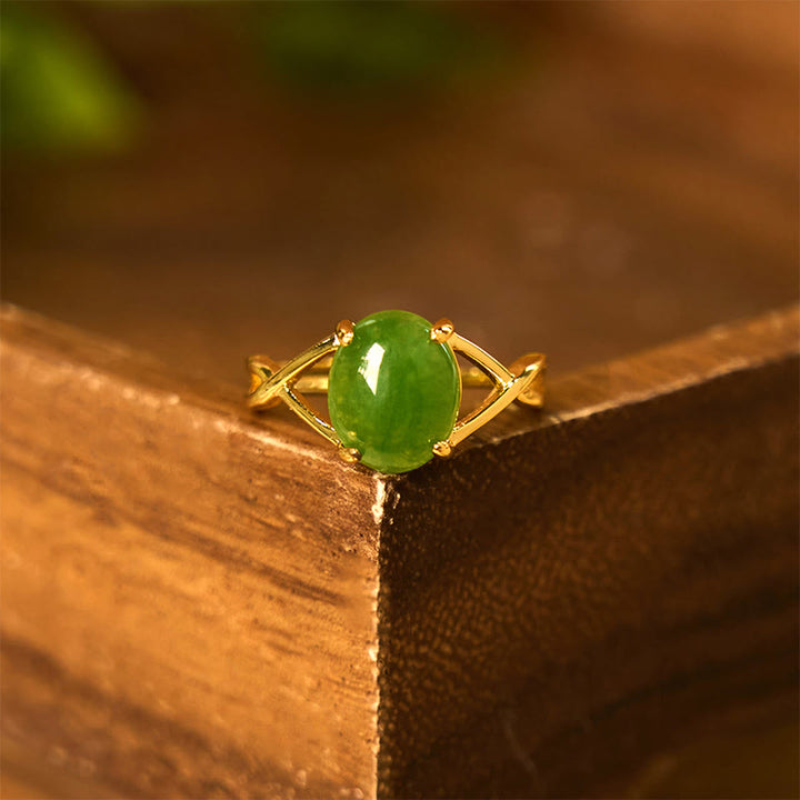 Buddha Stones Natürlicher Jade-Legierung Verstellbarer Schnallen-Füllring