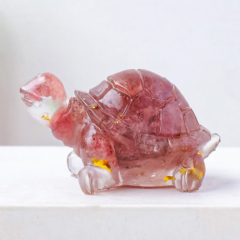 Buddha Stones, natürlicher Kristallkies, Tropfharz, kleine Schildkröte, Dekorationsstatue - Erdbeerquarz - image 21