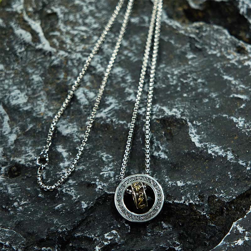 Buddha Stones Doppelring PiXiu Friedensschnalle Reichtum Drehbarer Halskettenanhänger - image 5