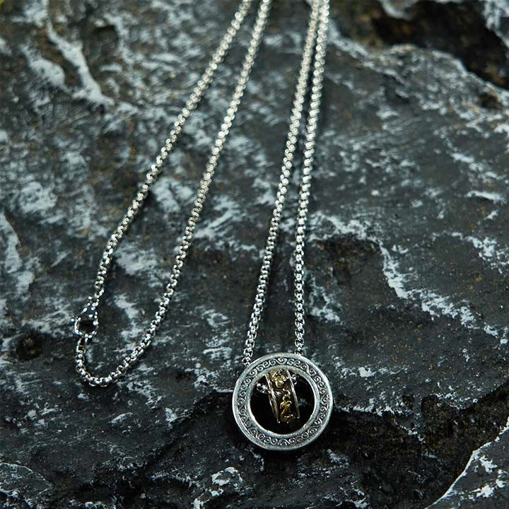 Buddha Stones Doppelring PiXiu Friedensschnalle Reichtum Drehbarer Halskettenanhänger - image 5