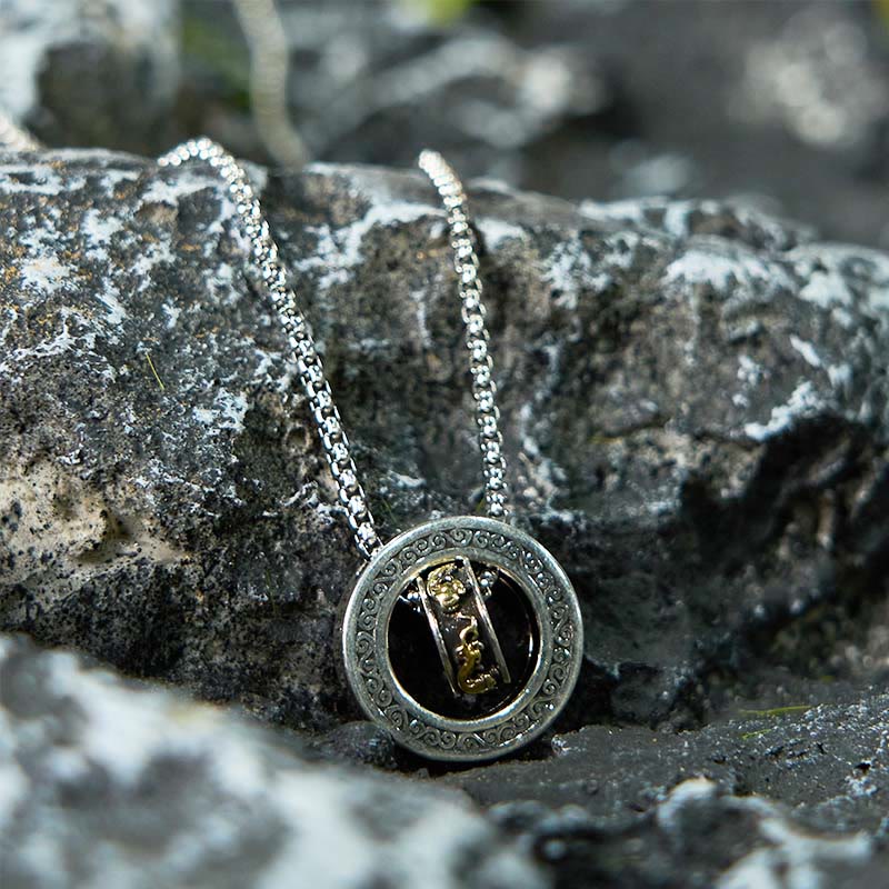 Buddha Stones Doppelring PiXiu Friedensschnalle Reichtum Drehbarer Halskettenanhänger - image 10