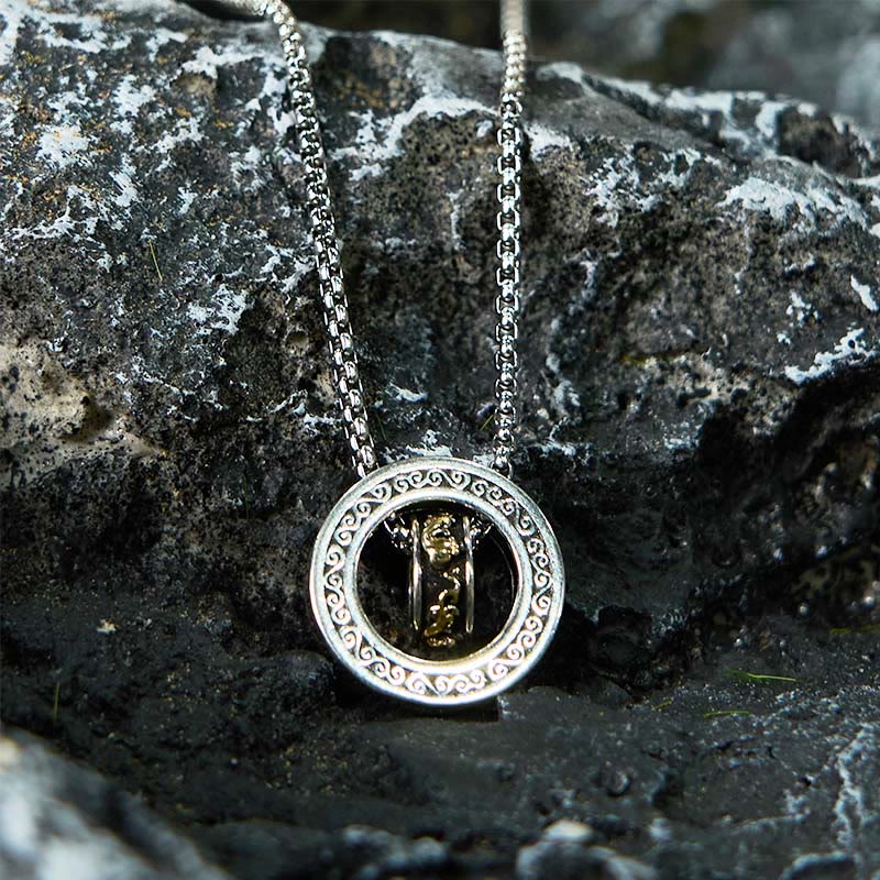 Buddha Stones Doppelring PiXiu Friedensschnalle Reichtum Drehbarer Halskettenanhänger - image 9