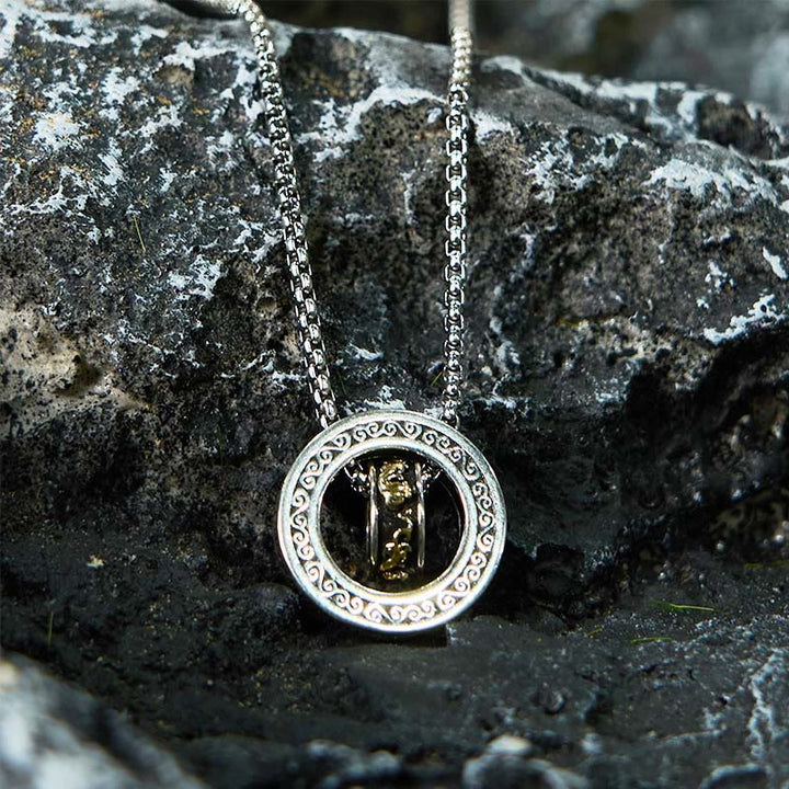 Buddha Stones Doppelring PiXiu Friedensschnalle Reichtum Drehbarer Halskettenanhänger - image 9