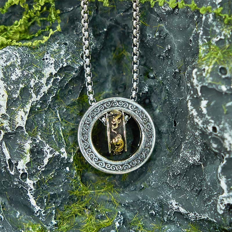 Buddha Stones Doppelring PiXiu Friedensschnalle Reichtum Drehbarer Halskettenanhänger - image 14