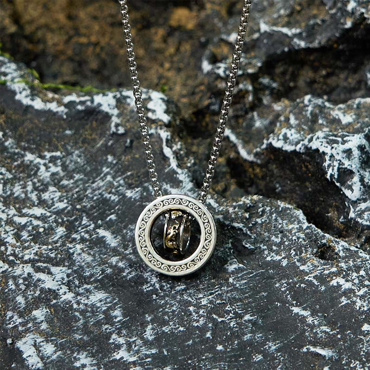 Buddha Stones Doppelring PiXiu Friedensschnalle Reichtum Drehbarer Halskettenanhänger - image 11