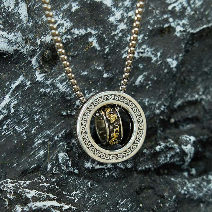 Buddha Stones Doppelring PiXiu Friedensschnalle Reichtum Drehbarer Halskettenanhänger - image 6