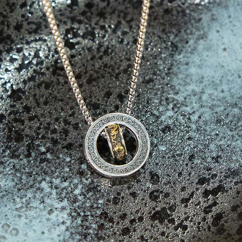 Buddha Stones Doppelring PiXiu Friedensschnalle Reichtum Drehbarer Halskettenanhänger - image 12