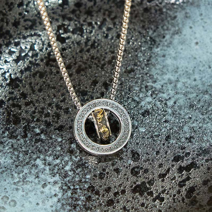 Buddha Stones Doppelring PiXiu Friedensschnalle Reichtum Drehbarer Halskettenanhänger - image 12