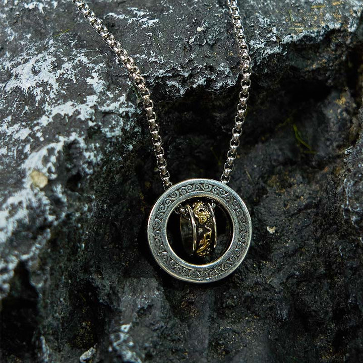 Buddha Stones Doppelring PiXiu Friedensschnalle Reichtum Drehbarer Halskettenanhänger - image 13