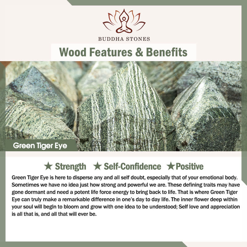 Buddha Stones Natürliche grüne Tigerauge Perlen Grünes Blatt Positives Armband
