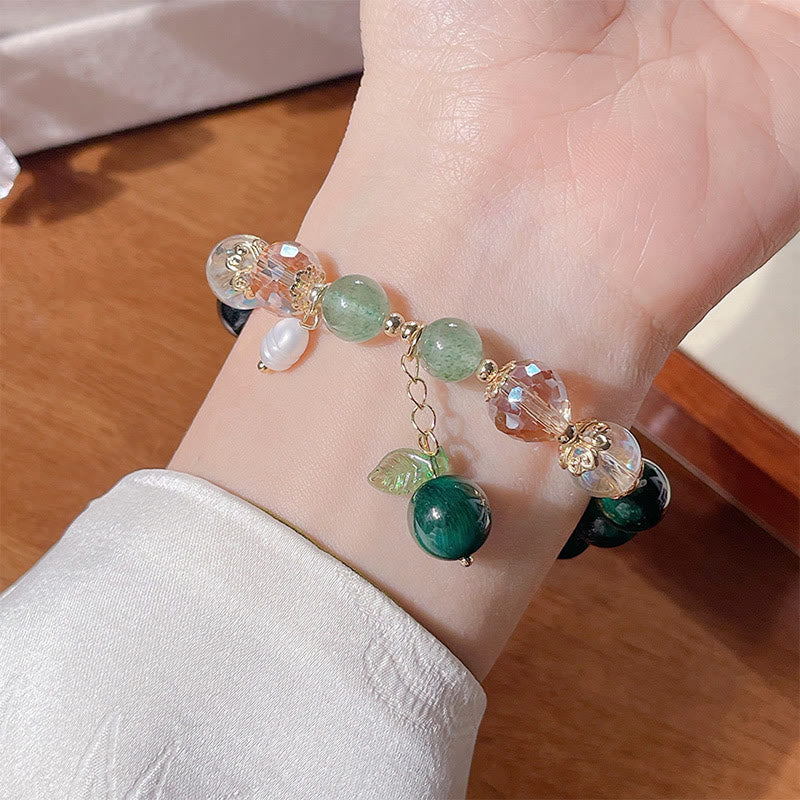 Buddha Stones Natürliche grüne Tigerauge Perlen Grünes Blatt Positives Armband