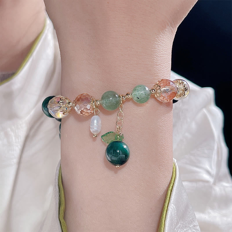 Buddha Stones Natürliche grüne Tigerauge Perlen Grünes Blatt Positives Armband