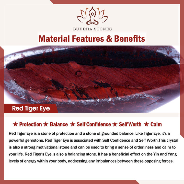 Buddha Stones Natürliches rotes Tigerauge, violette Tigerauge-Perlen, grünes Blatt, Schutzarmband