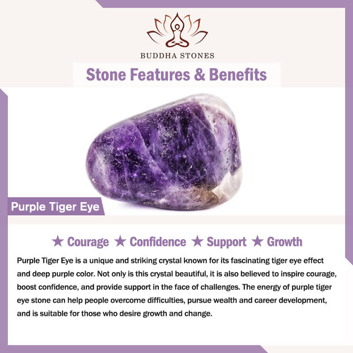 Buddha Stones Natürliches rotes Tigerauge, violette Tigerauge-Perlen, grünes Blatt, Schutzarmband