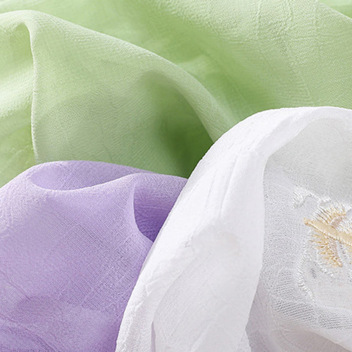 Buddha Stones Stickerei Pflanzen Blume Halbarm Plain Frosch-Knopf Stehkragen Damen Shirt