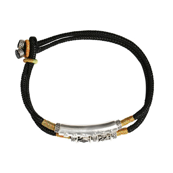 Buddha Stones Drachenknoten Sterling Silber Om Mani Padme Hum Doppeltes handgewebtes Armband - image 2