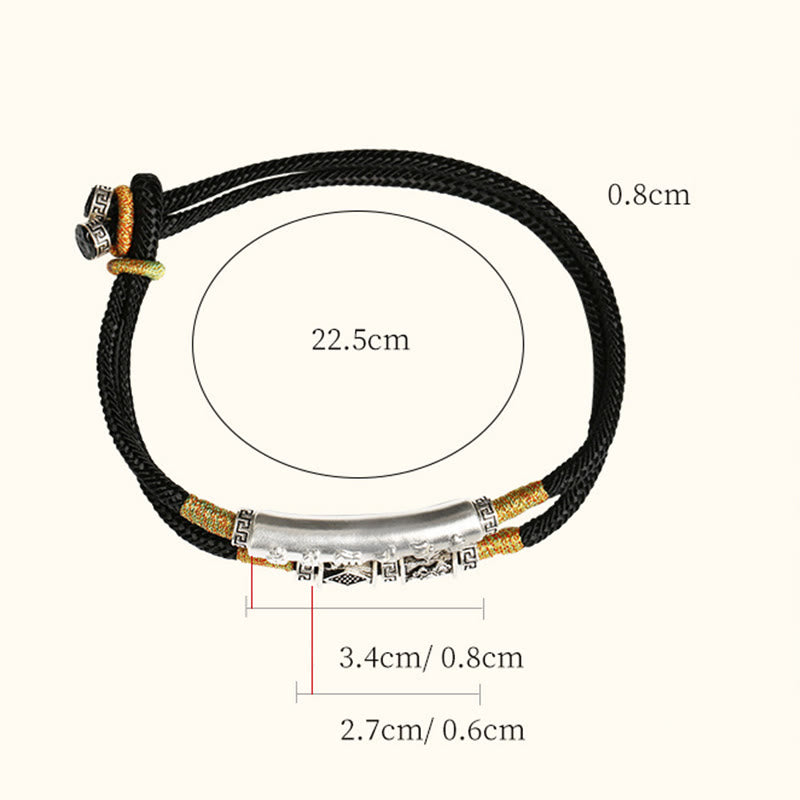 Buddha Stones Drachenknoten Sterling Silber Om Mani Padme Hum Doppeltes handgewebtes Armband - image 4