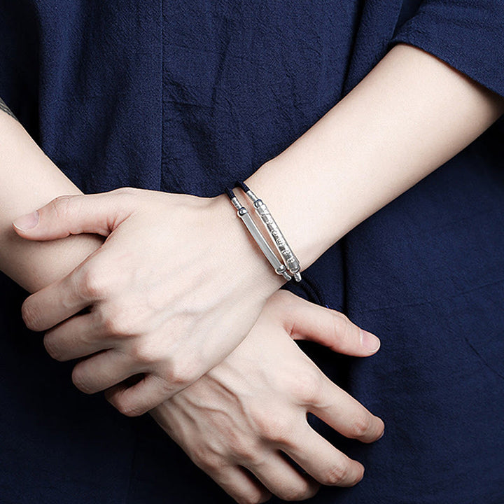 Buddha Stones Drachenknoten Sterling Silber Om Mani Padme Hum Doppeltes handgewebtes Armband - image 11