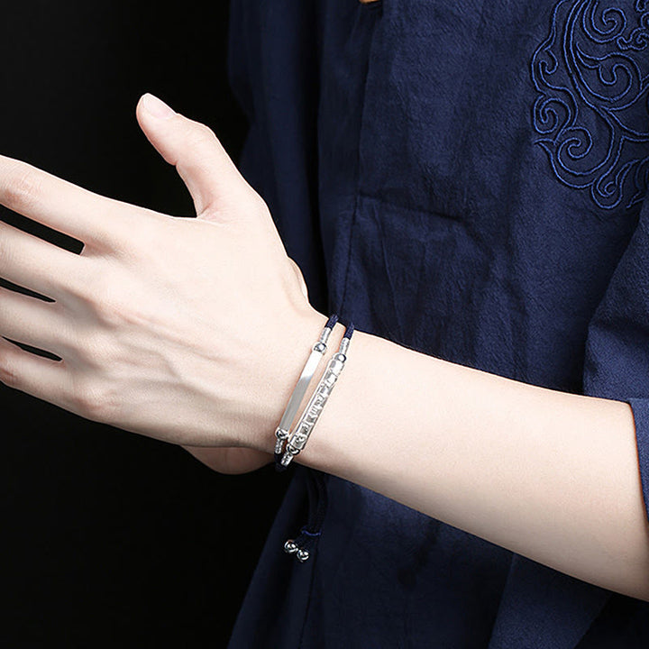 Buddha Stones Drachenknoten Sterling Silber Om Mani Padme Hum Doppeltes handgewebtes Armband - image 10