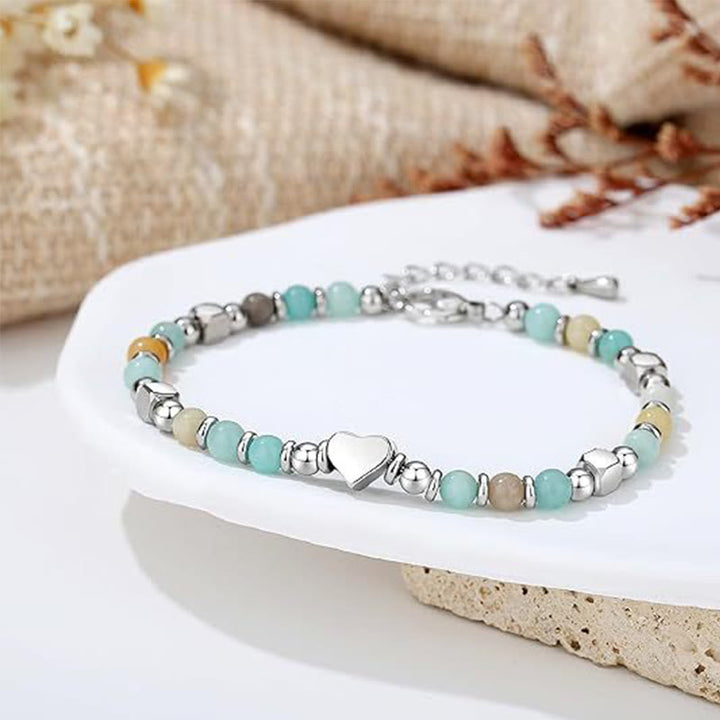 Buddha Stones Naturstein Amazonit Amethyst Lazurit Rosenquarz Herz Positive Balance Armband
