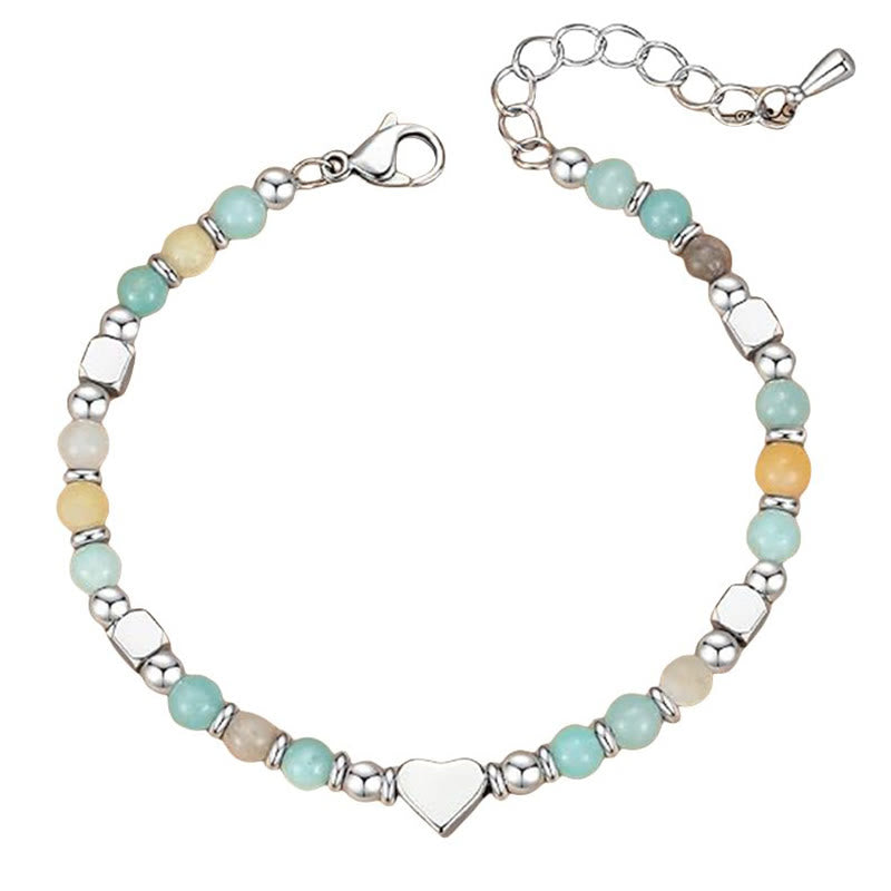 Buddha Stones Naturstein Amazonit Amethyst Lazurit Rosenquarz Herz Positive Balance Armband