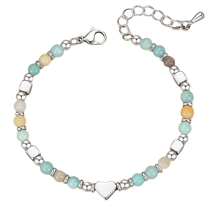 Buddha Stones Naturstein Amazonit Amethyst Lazurit Rosenquarz Herz Positive Balance Armband