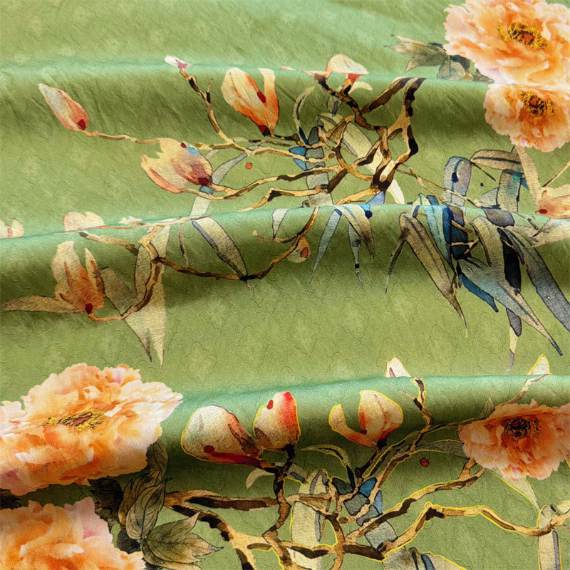 Buddha Stones Lässiges, lockeres Print-Blütenblatt-Damen-T-Shirt mit Rundhalsausschnitt und halblangen Ärmeln aus Polyester