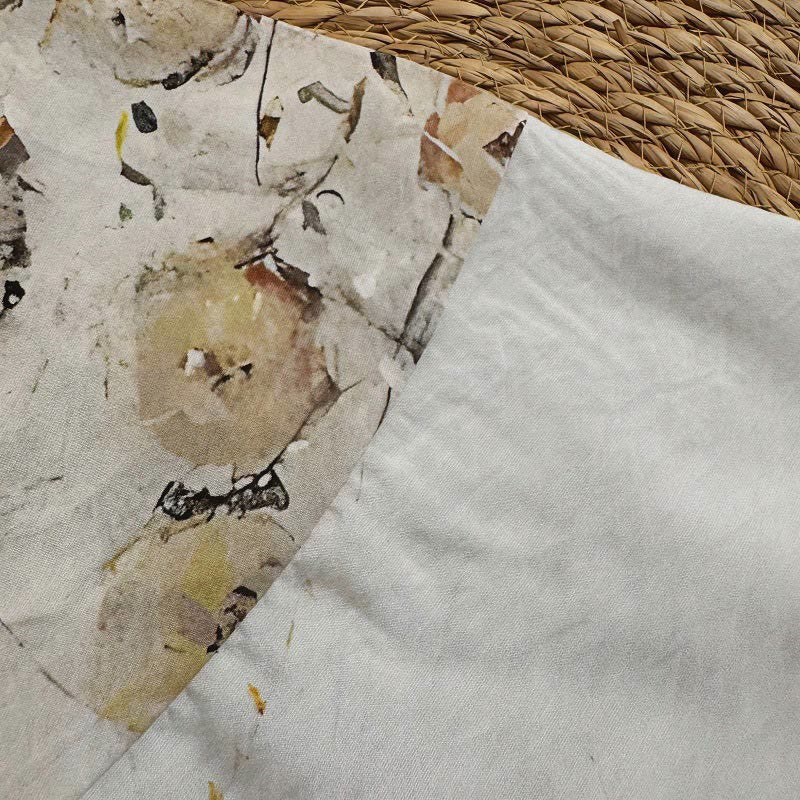 Buddha Stones Lässiges, lockeres, bedrucktes Petal Bush-T-Shirt aus Polyester mit Rundhalsausschnitt und halblangen Ärmeln für Damen