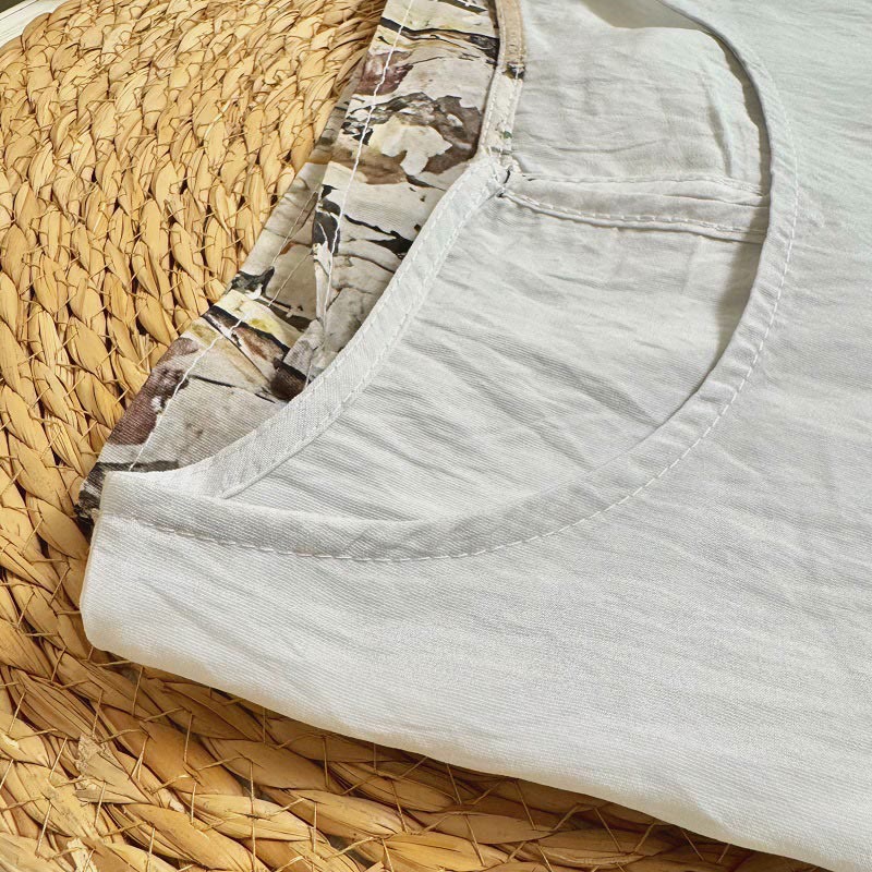 Buddha Stones Lässiges, lockeres, bedrucktes Petal Bush-T-Shirt aus Polyester mit Rundhalsausschnitt und halblangen Ärmeln für Damen