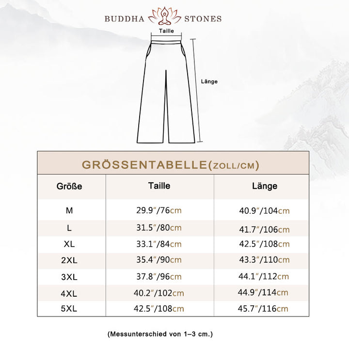 Buddha Stones - Einfarbige Herrenhose aus Baumwollleinen mit weitem Bein und Taschen - image 3