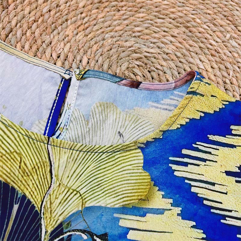 Buddha Stones Lässiges Blumenblätter-Feder-Damen-T-Shirt mit Rundhalsausschnitt und halblangen Ärmeln aus Polyester