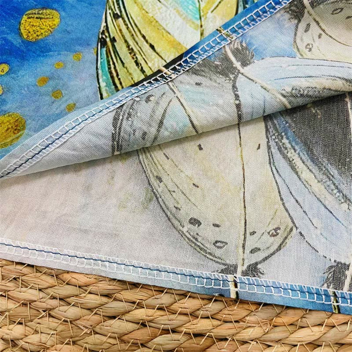 Buddha Stones Lässiges Blumenblätter-Feder-Damen-T-Shirt mit Rundhalsausschnitt und halblangen Ärmeln aus Polyester