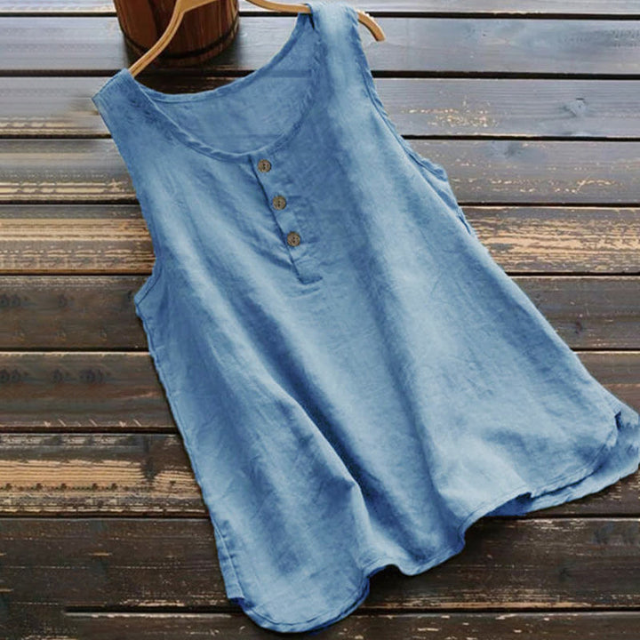 Buddha Stones Sommer Reine Farbe Rundhalsausschnitt Knopf Damen Weste Weste - Königsblau - US16, UK/AU20,EU48 (5XL) - image 3