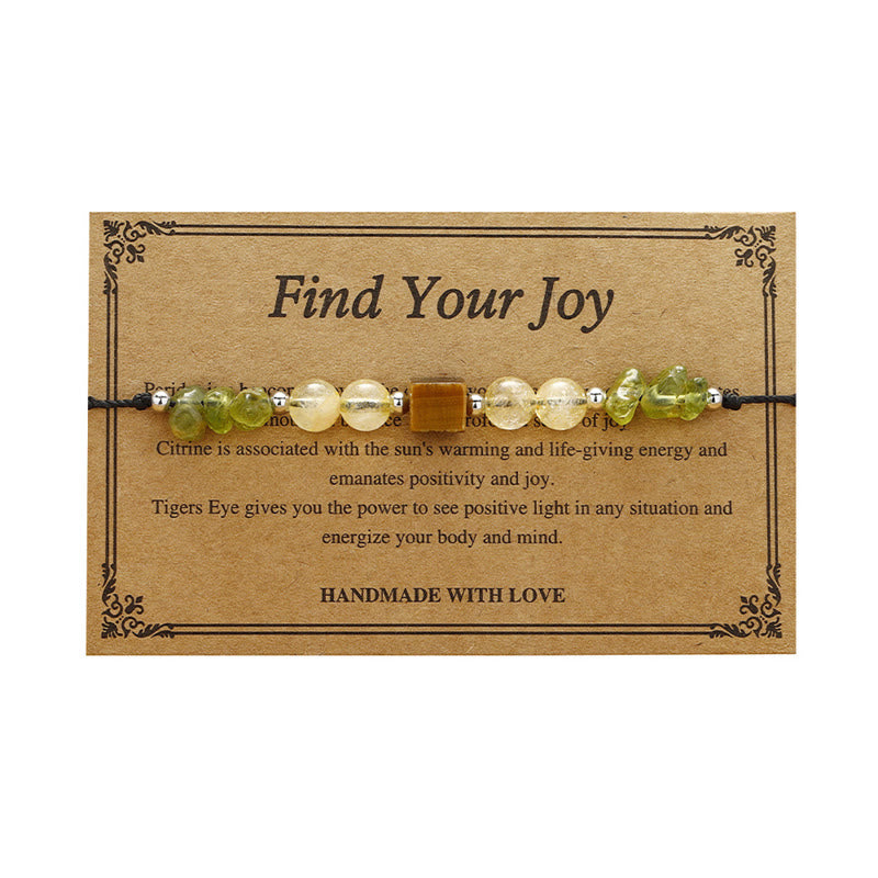 Buddha Stones Find Your Joy Peridot Citrin Tigerauge Peace Rope Armband