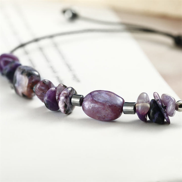 Buddha Stones Live In The Moment Charoit Hämatit Kraftvolles Armband