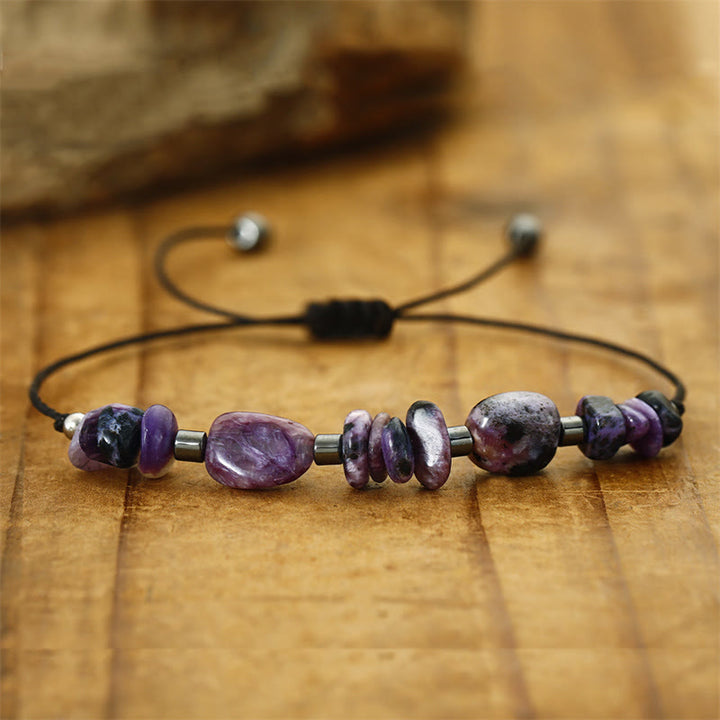 Buddha Stones Live In The Moment Charoit Hämatit Kraftvolles Armband