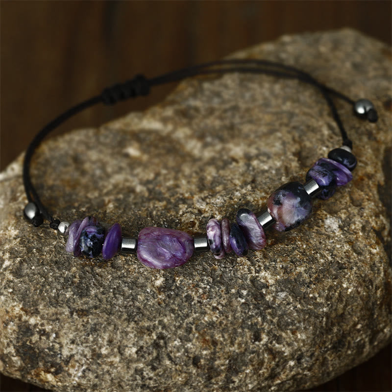 Buddha Stones Live In The Moment Charoit Hämatit Kraftvolles Armband