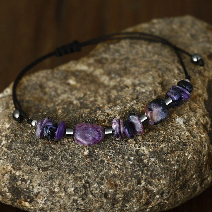 Buddha Stones Live In The Moment Charoit Hämatit Kraftvolles Armband