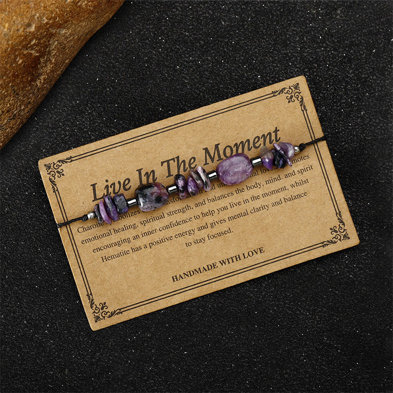Buddha Stones Live In The Moment Charoit Hämatit Kraftvolles Armband