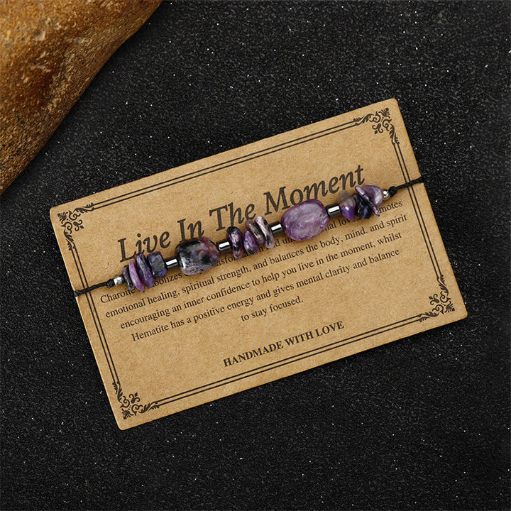 Buddha Stones Live In The Moment Charoit Hämatit Kraftvolles Armband