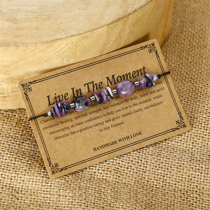 Buddha Stones Live In The Moment Charoit Hämatit Kraftvolles Armband