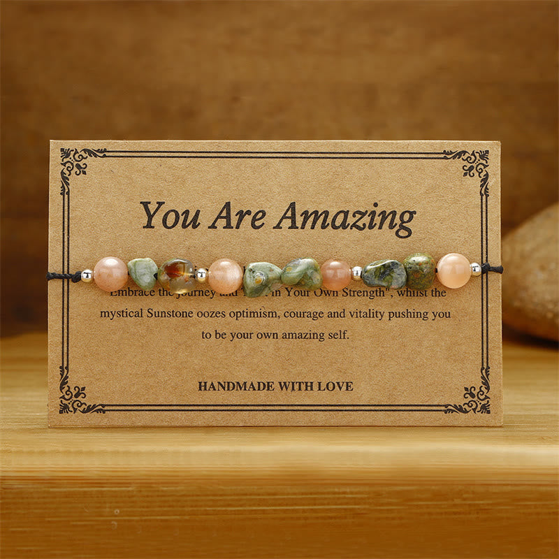 Buddha Stones You Are Amazing Rhyolit Sonnenstein Positives Armband