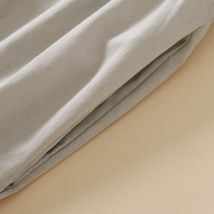 Buddha Stones Sommer-Knopf-Design, kurzärmeliges Midikleid aus Baumwolle und Leinen mit Taschen